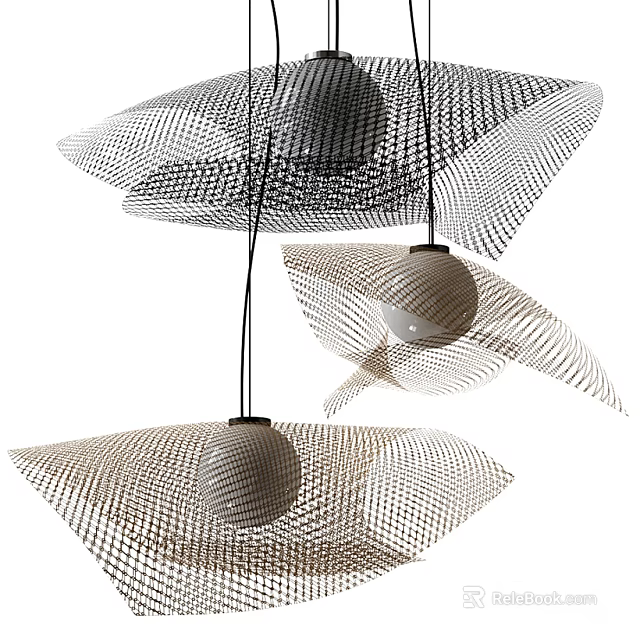 Elegant Modern Hanging Pendant Lights With Mesh Shades And Spherical Bodies 3d model 