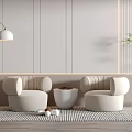Modern Casual Sofa Combination Cream Single Sofa 3d model