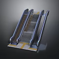 Modern Escalator Structure With Stairs Handrails And Platform Base