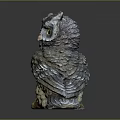 Realistic Owl Sculpture With Detailed Feathers Yellow Eyes And Perched Design