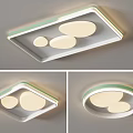 Modern Minimalist Ceiling Light With Green Trim Oval Panels And Rectangular Circular Designs 3d model