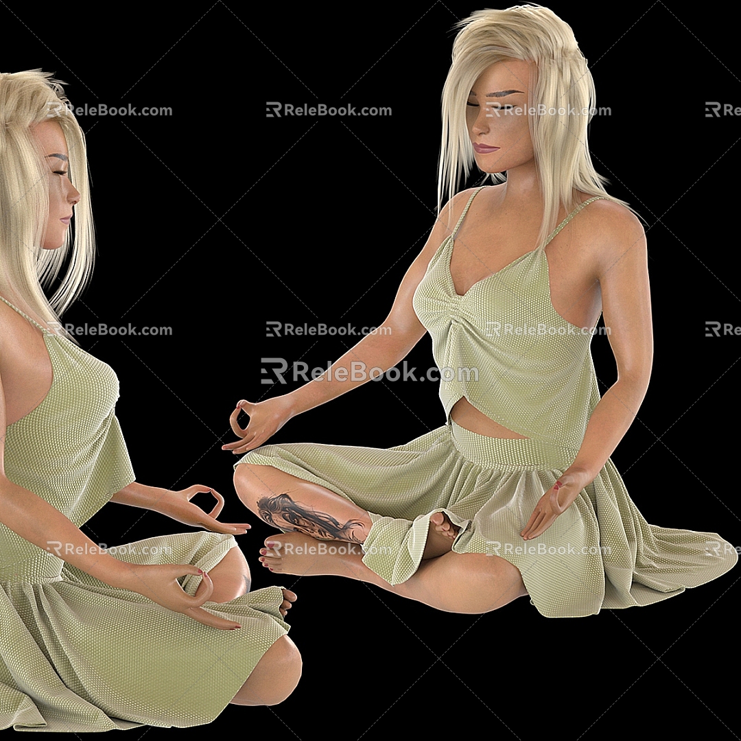 Yoga beauty sitting figure 3d model