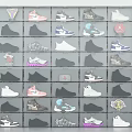Modern Shoe Cabinet With Organized Sneakers In Various Colors And Styles
