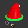 Festive Red Santa Hat With Green Brim And Colorful Decorative Rings For Holiday Use