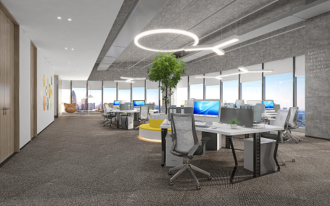 modern public office area open office area 3d model