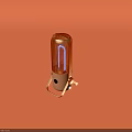 Copper Colored Microphone With Mesh Top On Orange Background And Stand