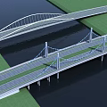 Modern Twin Bridges Design With Road Lanes Over Water And Green Surroundings