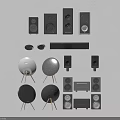 Modern Headphones and Speakers with Various Designs for Home Audio