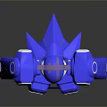 Robot Character Design With Blue White Body Large Mechanical Arms Purple Head And Red Chest