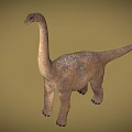 Reptile Dinosaur Model With Long Neck Tail And Scaly Skin Standing Pose On Neutral Background