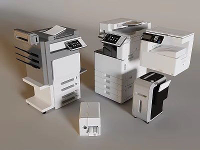 Different Office Electronics Devices Displayed Together 3d model
