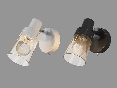 Modern White And Black Wall Lamps With Transparent Glass Shade Design 3d model