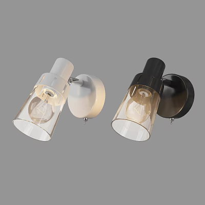 Modern White And Black Wall Lamps With Transparent Glass Shade Design 3d model