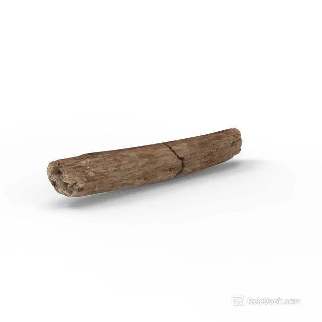 Shrub Wood Branch With Natural Cracked Texture And Rough Surface 3d model 