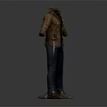 Men's Brown Leather Jacket Front Back Display Paired With Dark Pants And Shoes