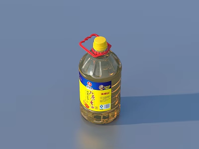 Household Cooking Oil In Transparent Bottle With Yellow Cap And Red Handle 3d model