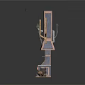 Medieval Blacksmith Workshop Structure With Tall Tower And Clay Pots
