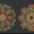 Traditional Round Floral Carving Art With Vibrant Red Yellow Blue Patterns
