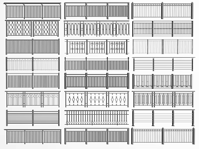 Various Decorative Fence Designs for Home Garden and Residential Areas 3d model