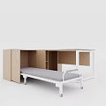 Modern Minimalist Office Desk Interior With Combination Furniture And Bed