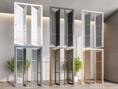 Modern Folding Doors in Various Colors and Designs for Home Decor 3d model