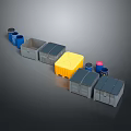 Colorful Storage Bins With Lids Various Sizes In Blue Yellow And Gray Arranged