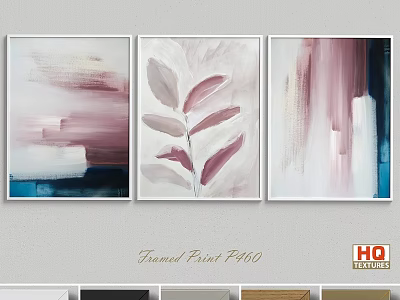 Set of Three Framed Abstract Art Prints For Modern Wall Decor With Pastel Colors And Design 3d model