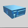 Blue Electronic Device Enclosure With Ventilation Slots And Interface Ports