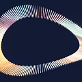 Modern Abstract Sculpture Carving With Curved Metallic Design And Colorful Gradient
