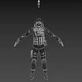 Military Style Character With Gas Mask And Tactical Vest Against Biological Creature Threat