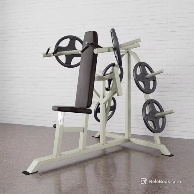 Sturdy Weight Bench Press Equipment With Metal Frame And Weight Plates 3d model 