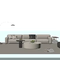 Modern Sofa Coffee Table Set With Brown Leather Leisure Chair Saddle Stool And Fabric Accessories