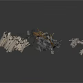 Abstract Metal Geometric Components With Fragmented Structures And Sculptural Design Elements