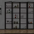 Modern Elegant Wine Cabinet Design With Glass Doors Lighting Wine Bottles Wine Glasses And Vases