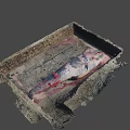 Ancient Square Pit Excavation Reveals Large Red White Fish Remains in Mud 3d model