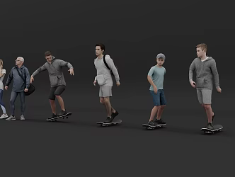2024 New Character Model Sports Crowd Sports Skateboarding Multiplayer Group 3d model