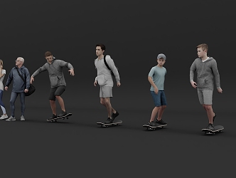 2024 New Character Model Sports Crowd Sports Skateboarding Multiplayer Group 3d model