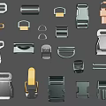 Various Clothing Apparel Accessories Including Buckles Clasps Fasteners and Strap Hardware