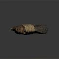 Ancient Handcrafted Weapon With Carved Wooden Handle And Stone Blade