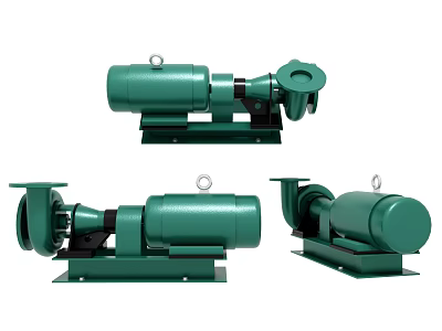 Green Industrial Pumps With Motor Housing Displayed From Multiple Angles 3d model