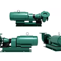 Green Industrial Pumps With Motor Housing Displayed From Multiple Angles 3d model