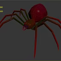 Colorful Spider with Red Body Green and Red Gradient Legs and Purple Mouthparts