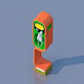 Modern Orange And Green Industrial Equipment With Enclosure And Internal Mechanical Components