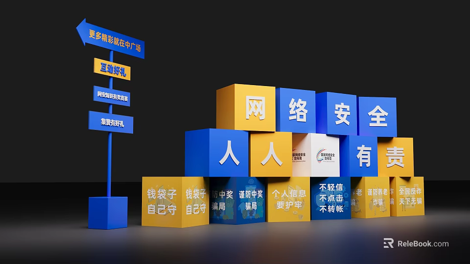 Network Security Awareness Promotion Emphasizing Everyone's Role In Personal Information Protection 3d model