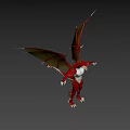Red And White Mythical Dragon Game Character With Wings And Horns