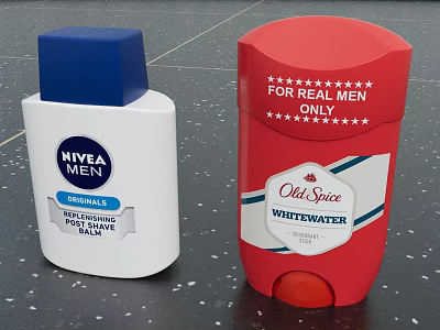 NIVEA Men Original Post Shave Balm And Old Spice Whitewater Male Fragrance Products 3d model