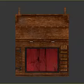 Traditional Wooden Desk With Red Top Surface And Layered Drawer Design
