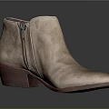 Beige Suede Ankle Boots With Side Zipper And Wooden Heel