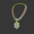 Elegant Gold And Silver Braided Chain Necklace With Dollar Sign Pendant