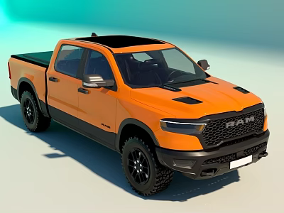 Orange RAM Pickup Truck With Black Roof Off Road Style And Alloy Wheels 3d model
